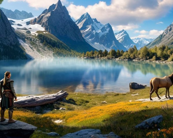 Majestic Mountain Landscape with Reflective Lake