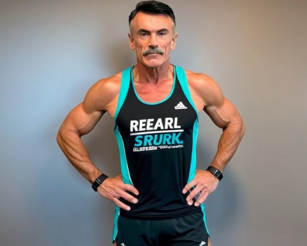 Muscular Older Man in Athletic Tank Top and Shorts