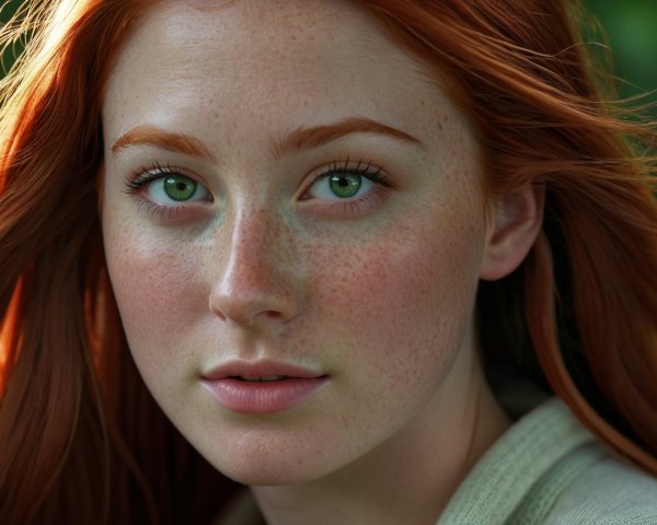 Close-up Portrait of a Young Woman with Red Hair