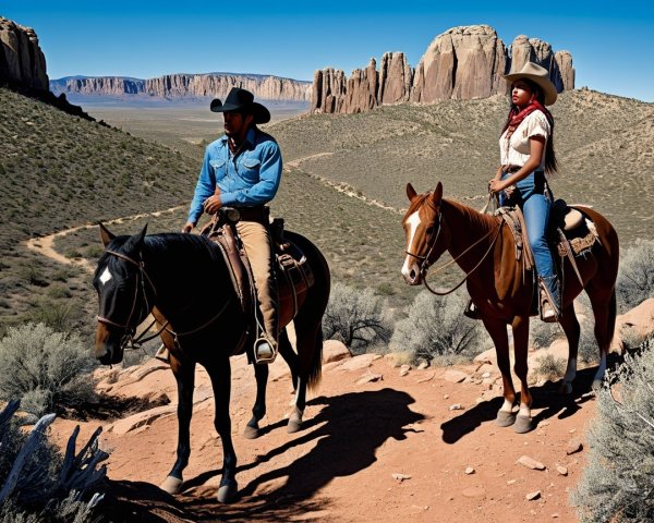 Horseback Riders in Scenic Rugged Landscape