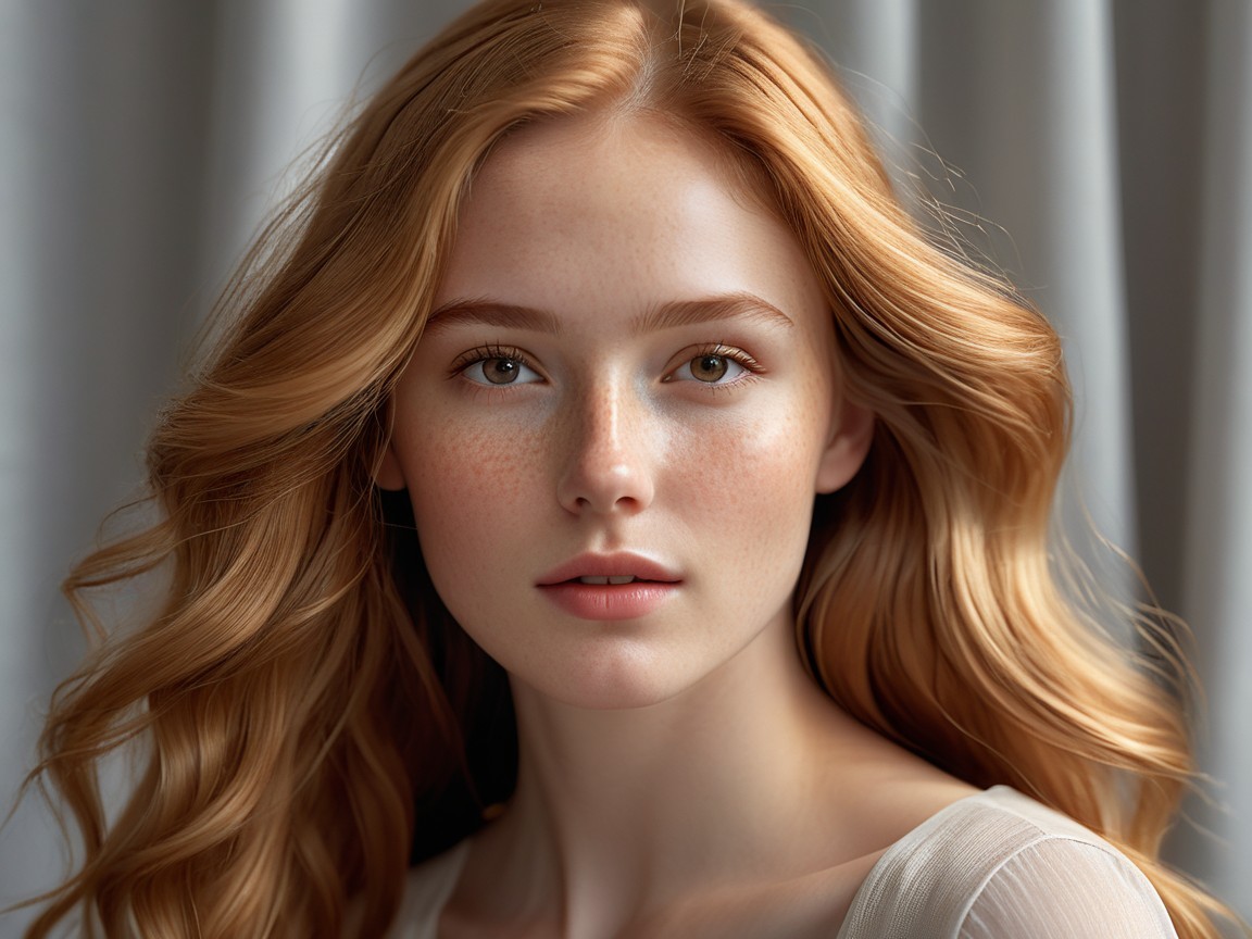 Natural Portrait of a Young Woman with Red Hair