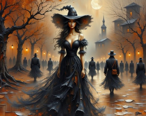 Mysterious Dusk Scene with Enchanting Figures