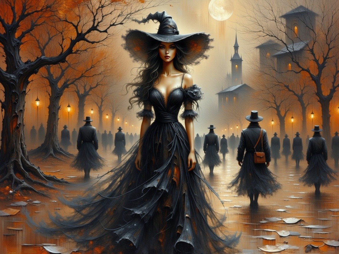 Mysterious Dusk Scene with Enchanting Figures