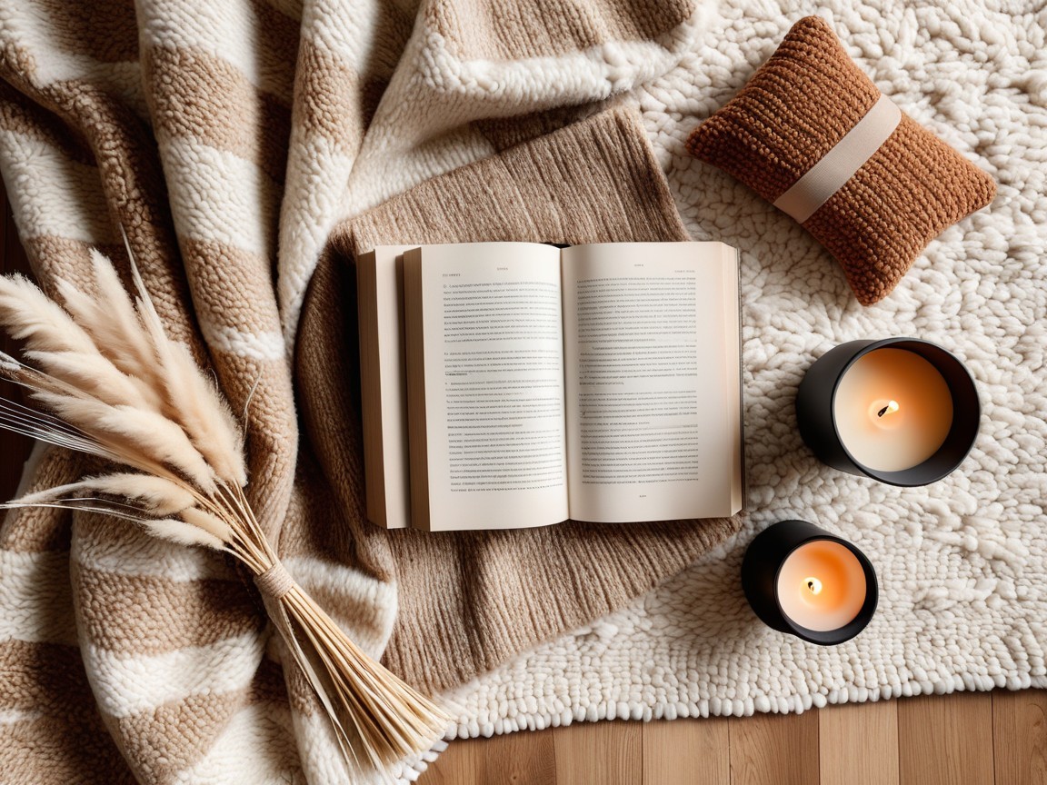 Cozy Reading Nook with Book and Natural Decor