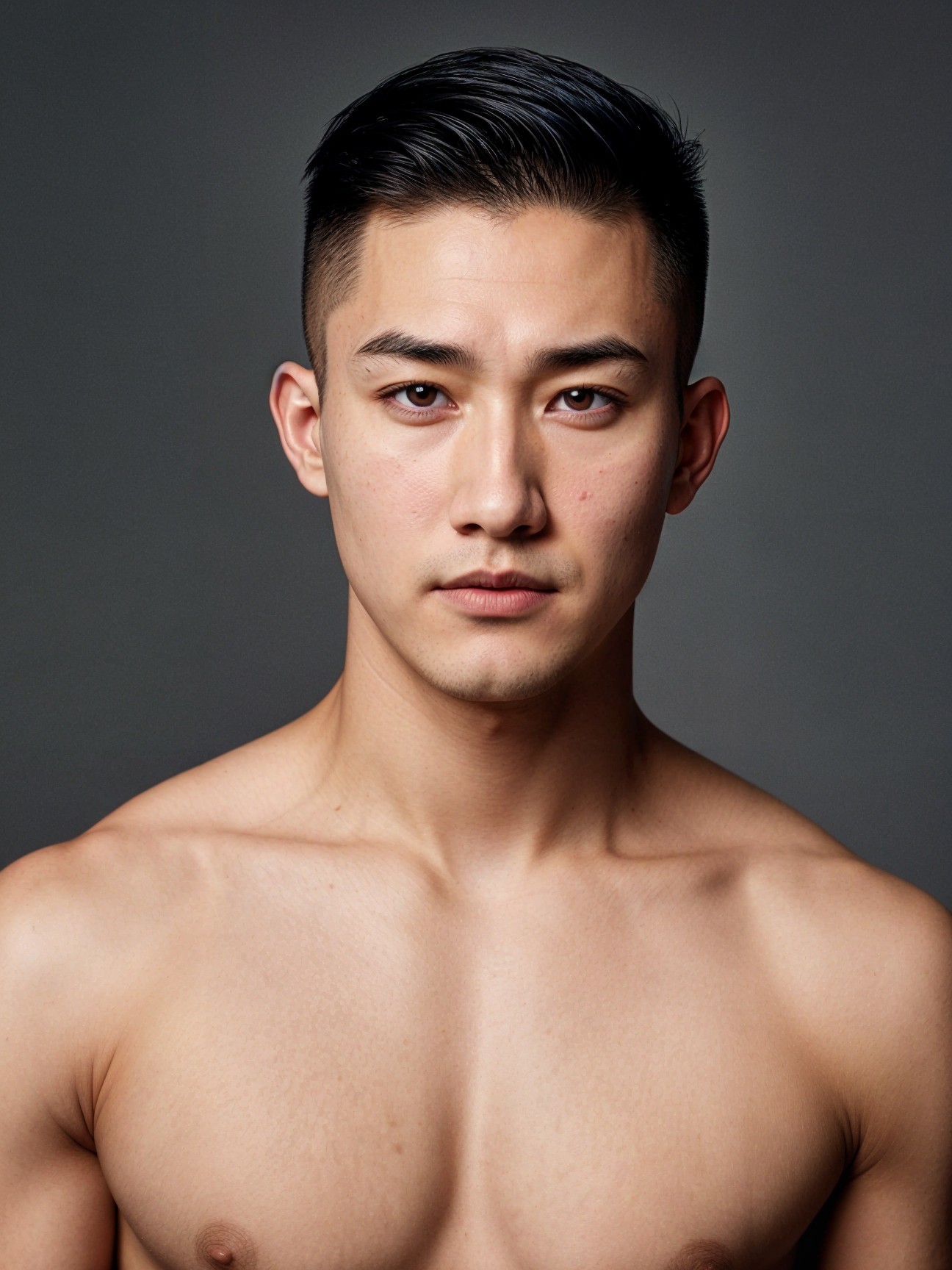 Young man with strong features and toned physique