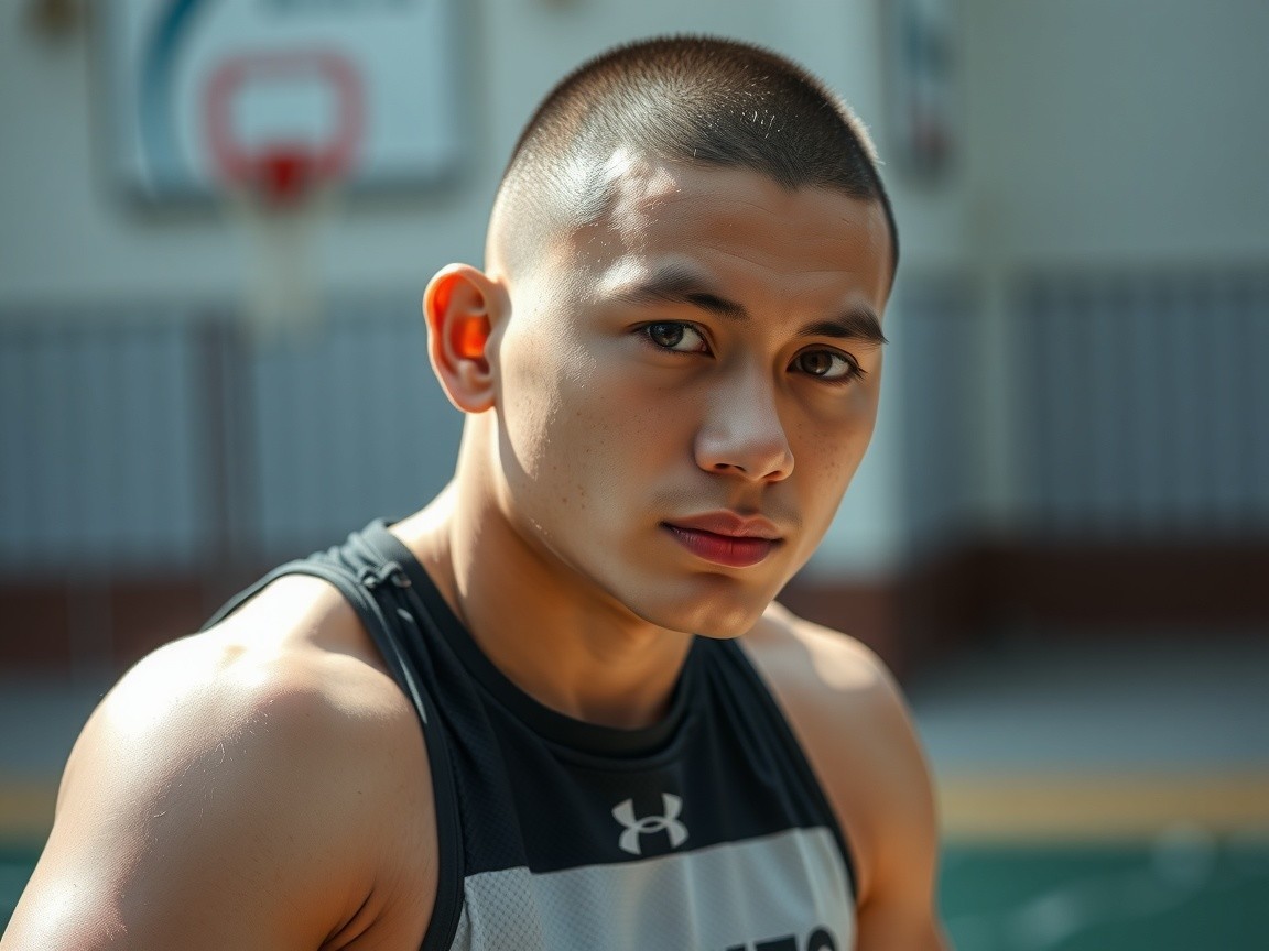Young Athlete in Outdoor Sports Setting with Hoop
