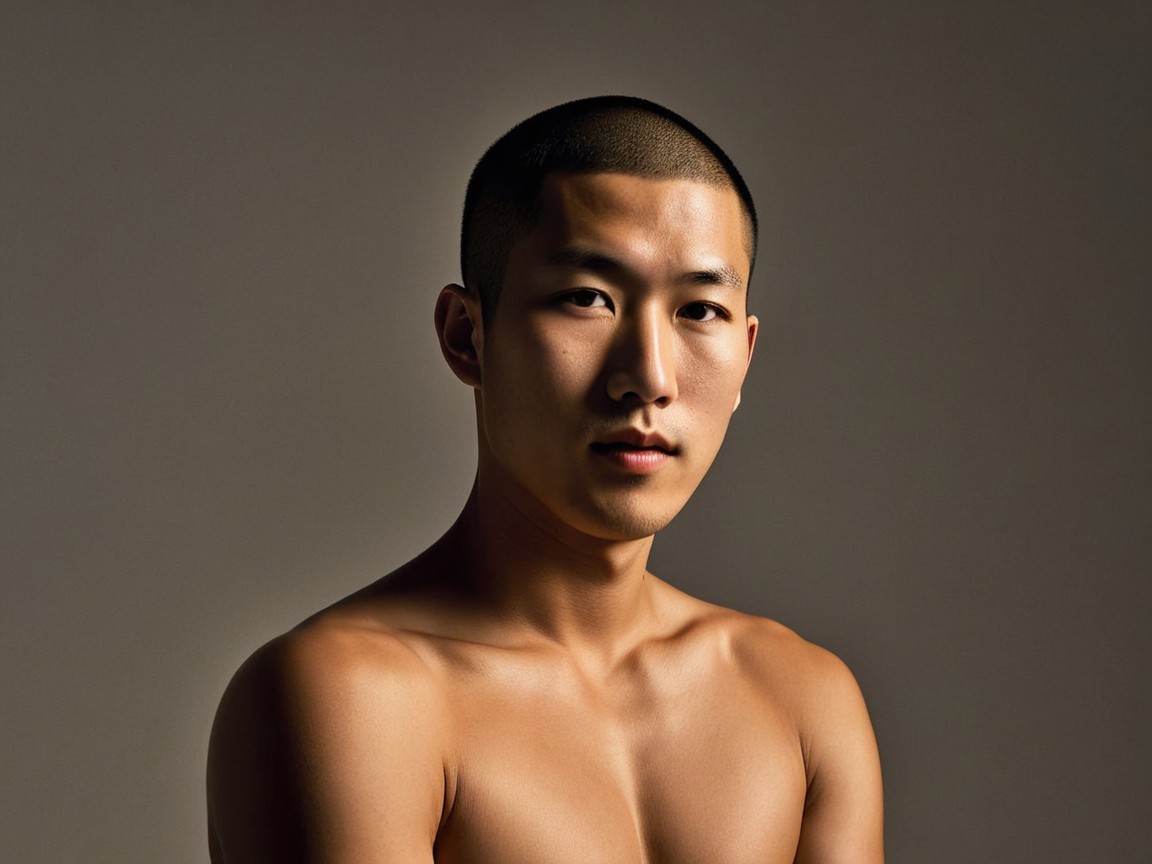 Close-up Portrait of Confident Young Man with Buzz Cut