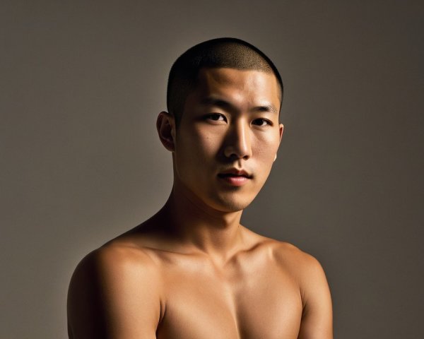 Close-up Portrait of Confident Young Man with Buzz Cut
