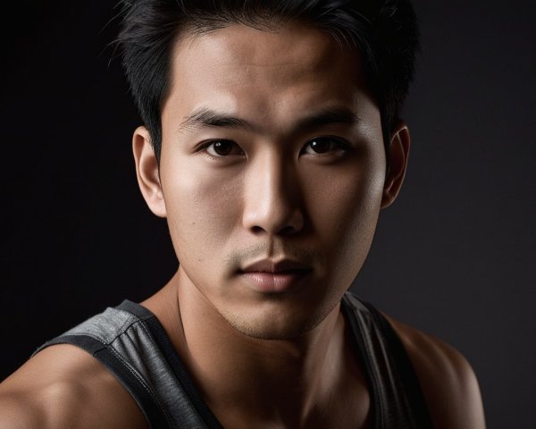 Close-Up Portrait of a Young Man with Serious Expression