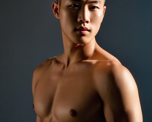 Muscular Young Man Posing Against Dark Background