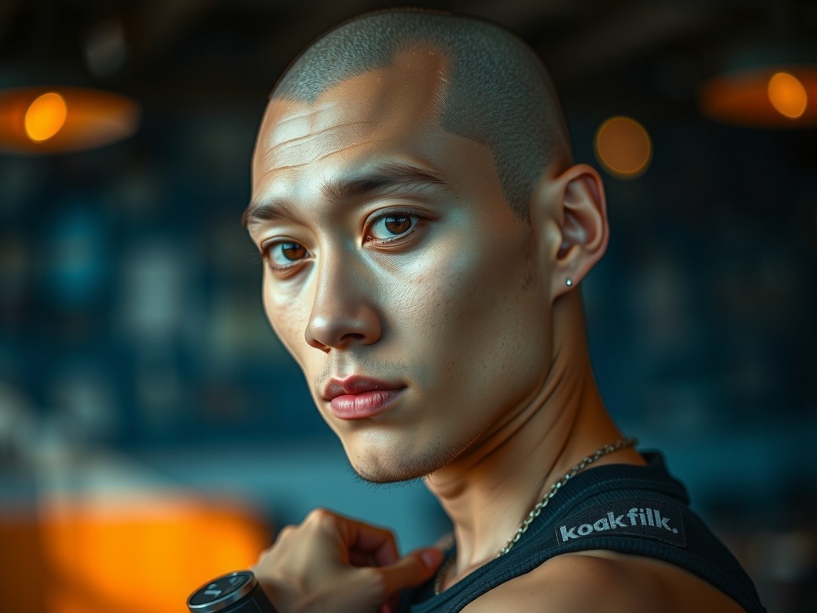 Close-Up Portrait of a Focused Young Man
