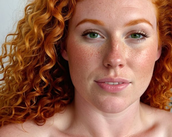 Close-up Portrait of a Woman with Red Curly Hair