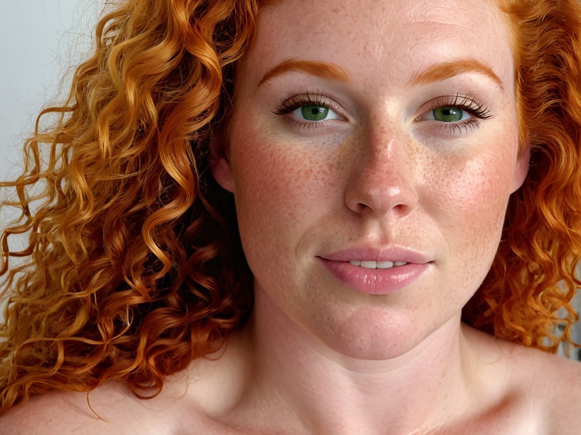 Close-up Portrait of a Woman with Red Curly Hair