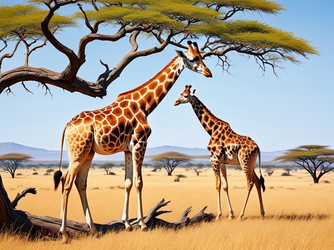 Majestic Giraffes in Serene African Landscape