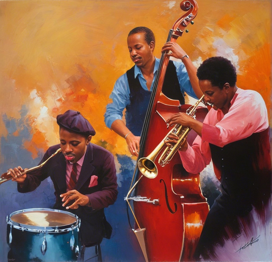 Musicians Performing in a Vibrant Scene with Instruments