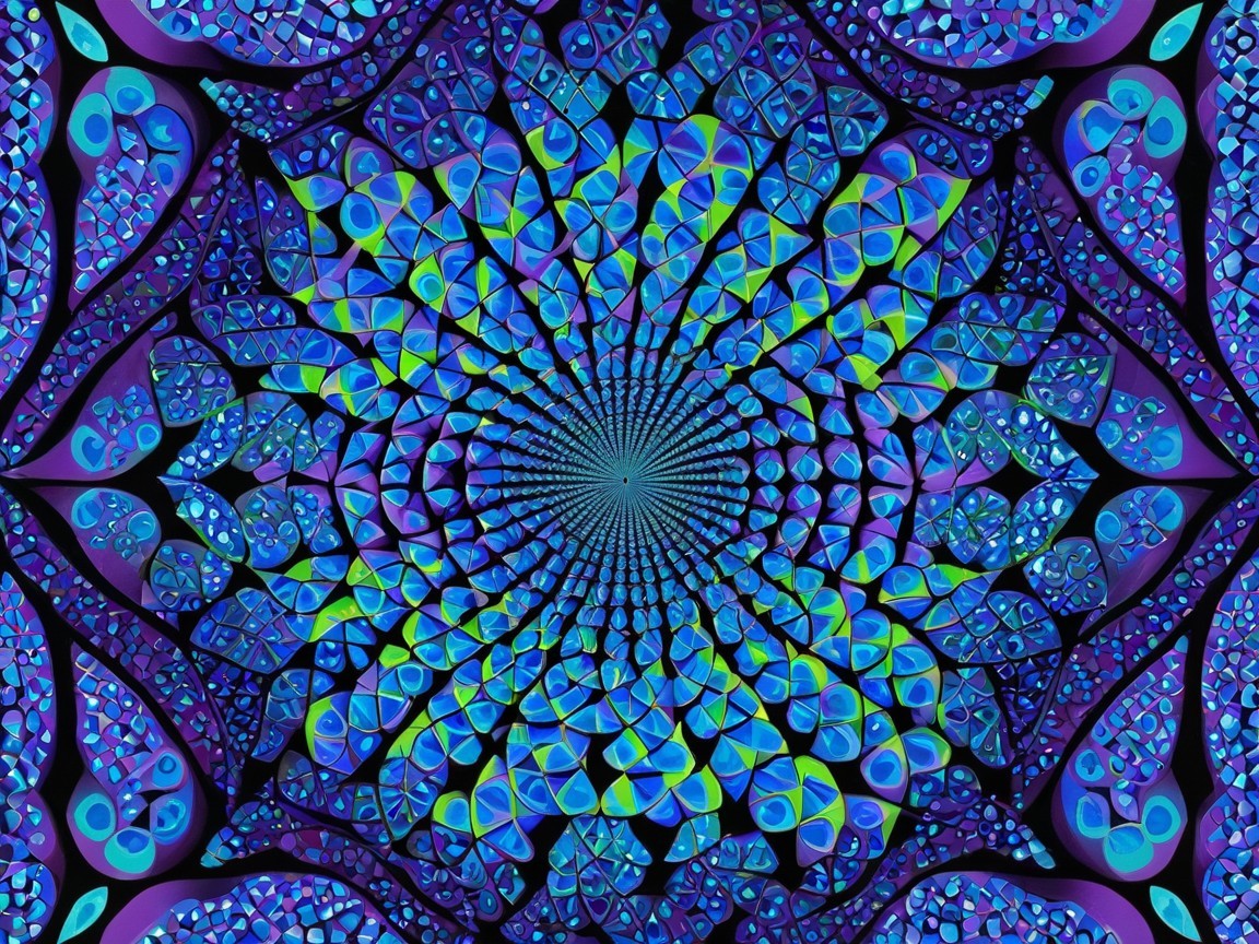 Kaleidoscopic Pattern with Blue and Purple Shades