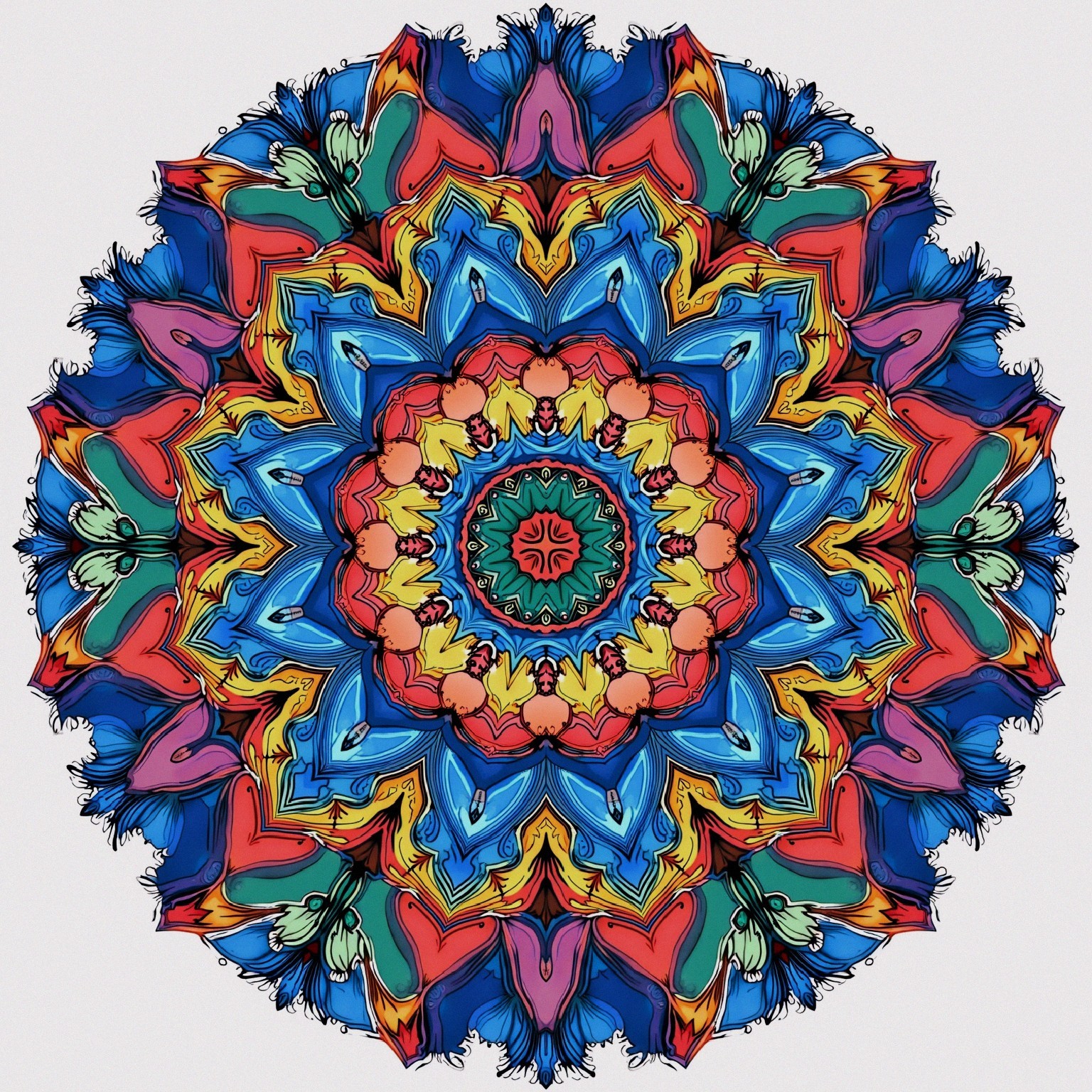 Vibrant Mandala with Intricate Patterns and Colors