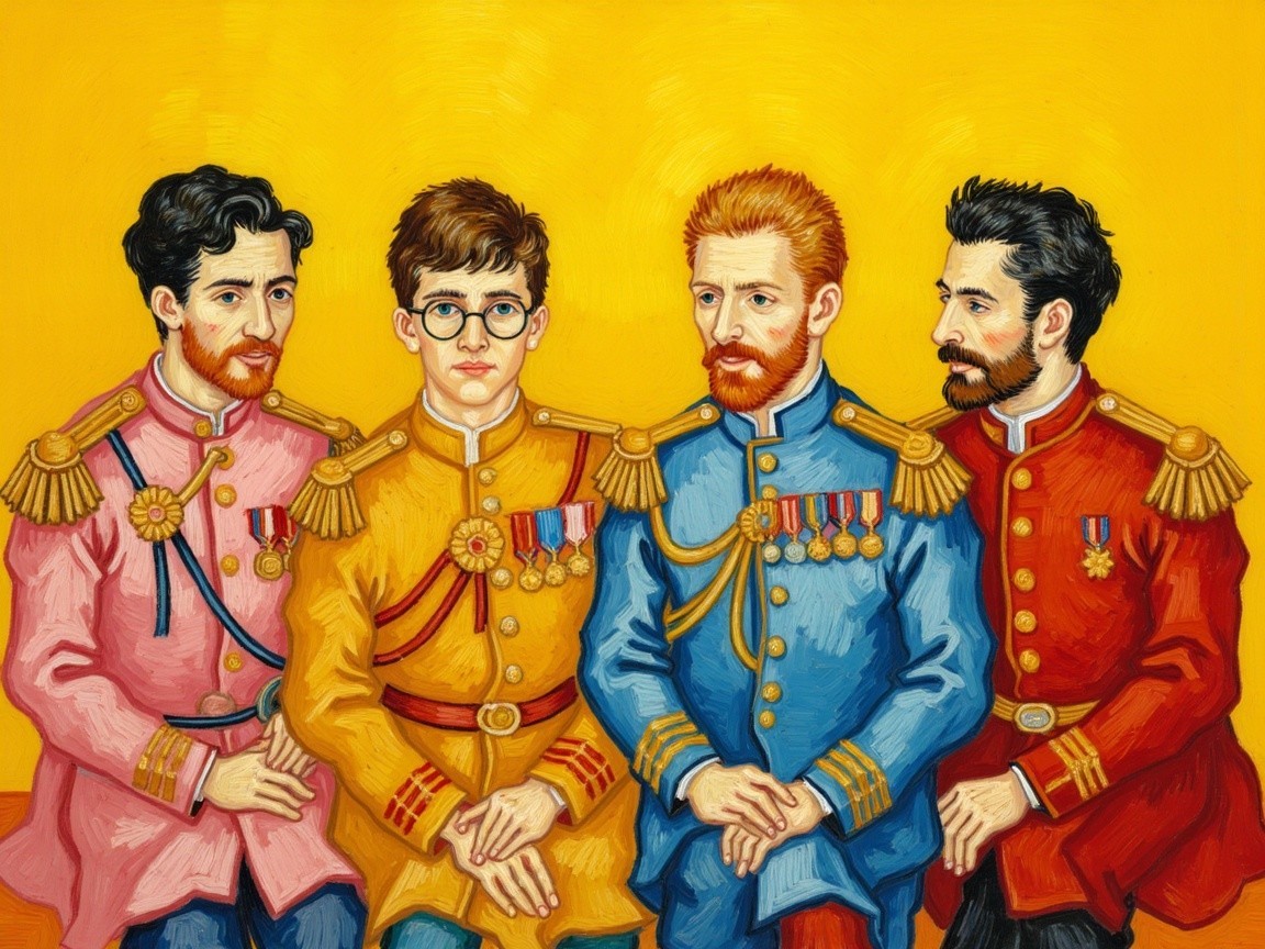 Colorful Military-Style Uniforms and Camaraderie