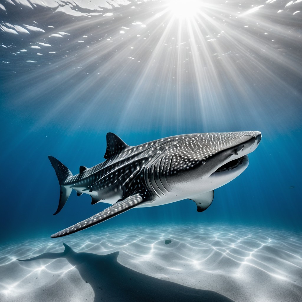 Whale Shark Swimming in Clear Blue Water