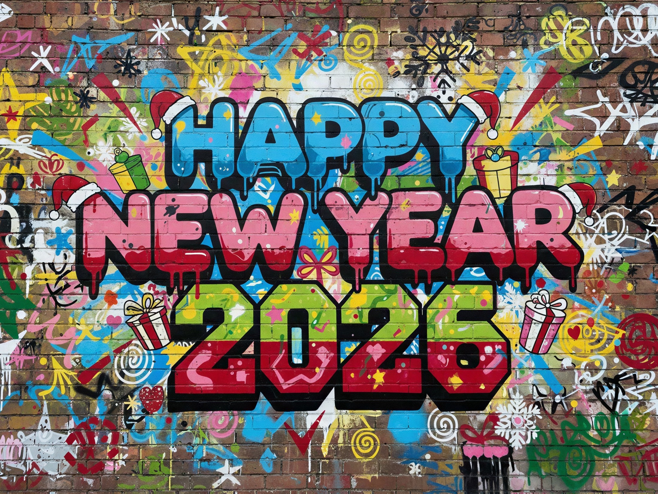 Colorful Graffiti Art for New Year 2026 Celebration