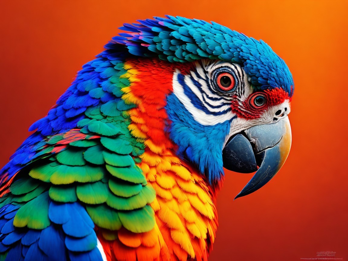 Vibrant Parrot with Colorful Feathers and Patterns