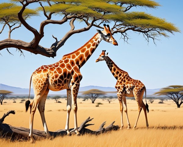 Majestic Giraffes in Serene African Landscape