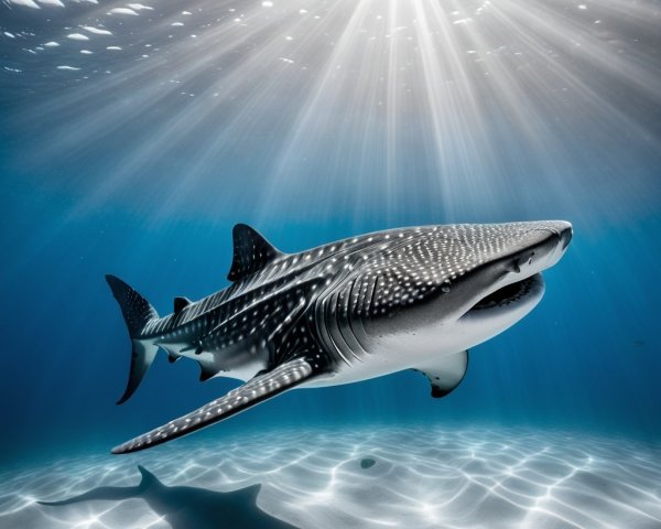 Whale Shark Swimming in Clear Blue Water