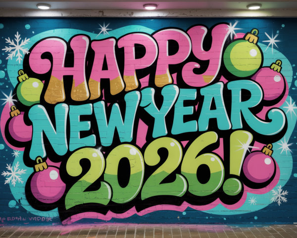 Brightly Lit Graffiti Mural in Blue Underpass