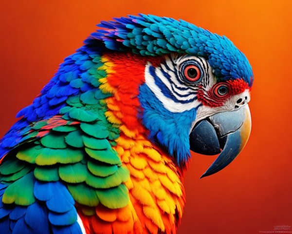 Vibrant Parrot with Colorful Feathers and Patterns