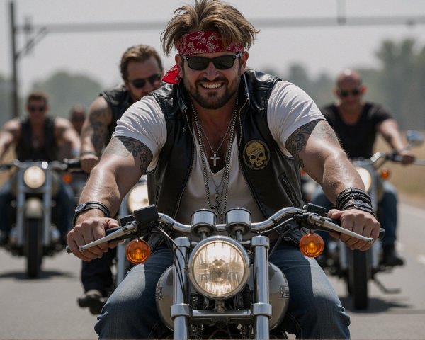 Motorcycle Riders on Open Road with Scenic Backdrop