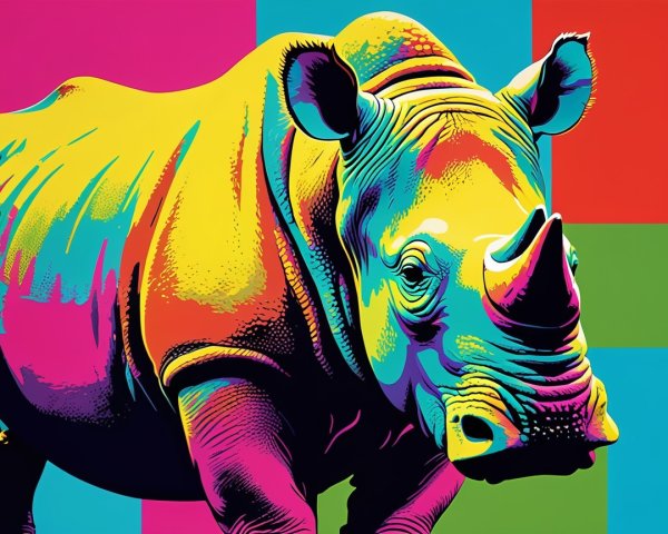 Vibrant Pop-Art Illustration of a Rhinoceros