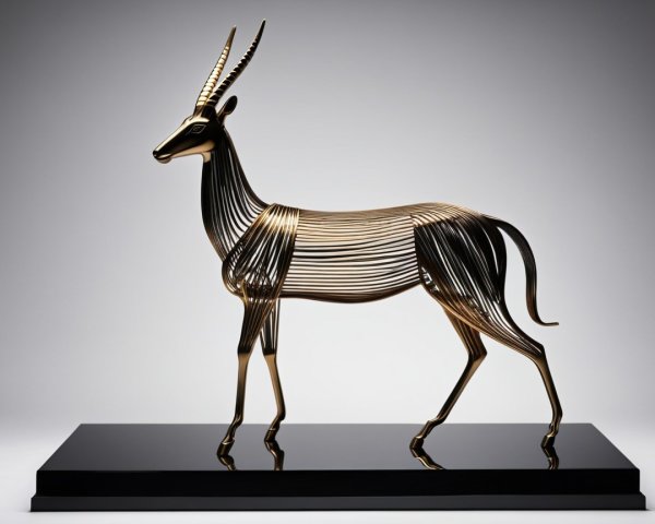 Modern Antelope Sculpture on Polished Black Base