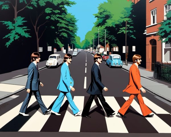 Stylized Figures on Zebra Crossing in Urban Scene