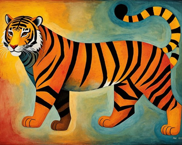 Vibrant Painting of a Tiger with Bold Colors