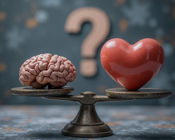 Balance Scale Representing Brain and Heart Duality