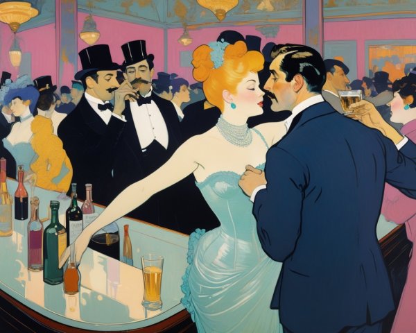 Glamorous Couple in Vintage Lounge Setting