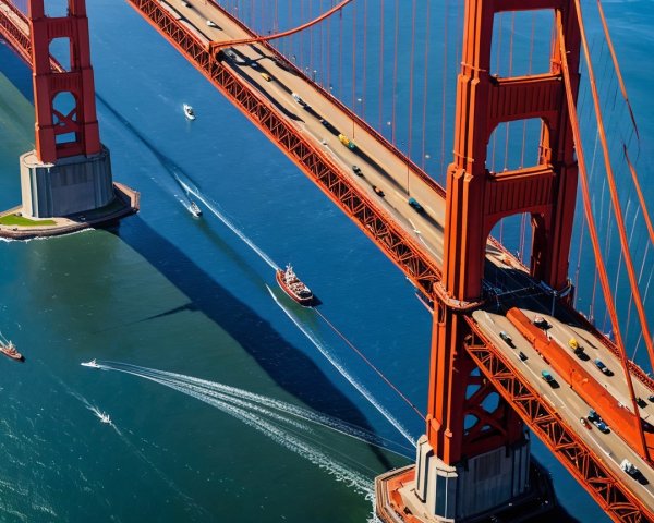 Aerial View of Golden Gate Bridge Over Blue Water
