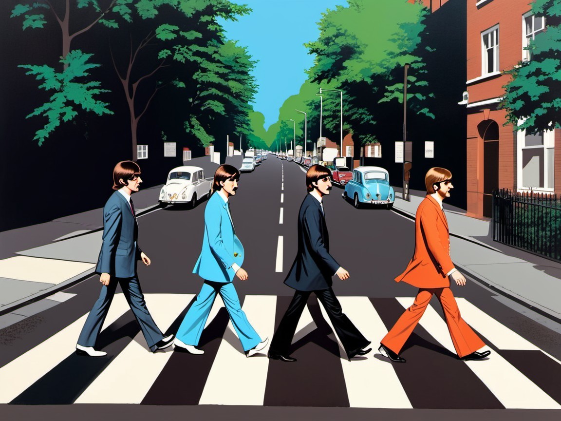 Stylized Figures on Zebra Crossing in Urban Scene