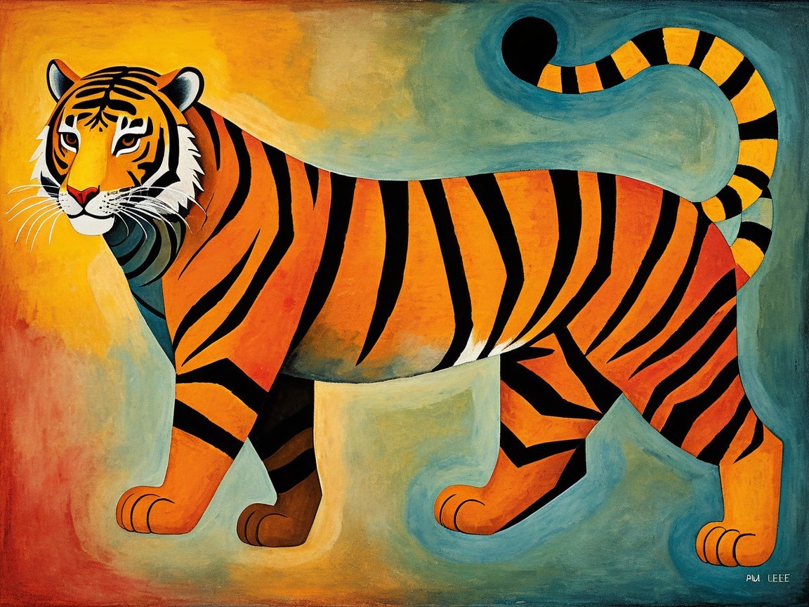Vibrant Painting of a Tiger with Bold Colors