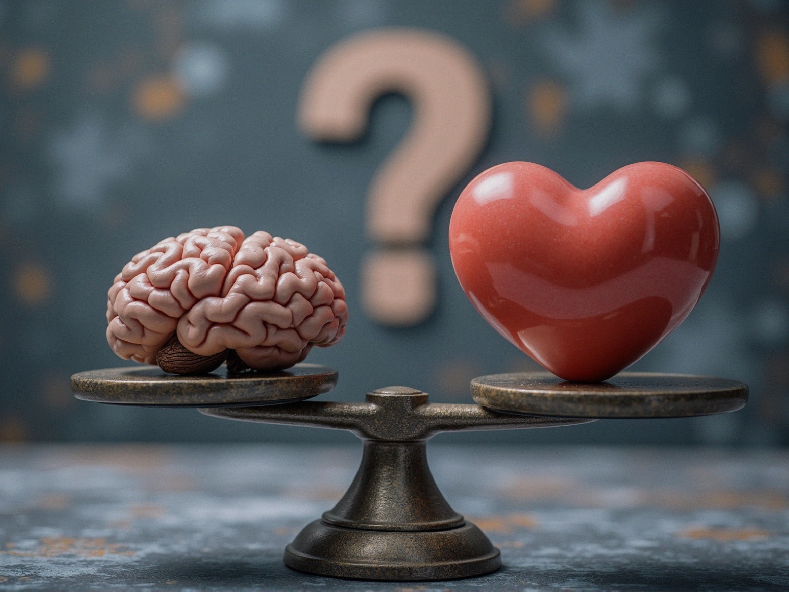 Balance Scale Representing Brain and Heart Duality