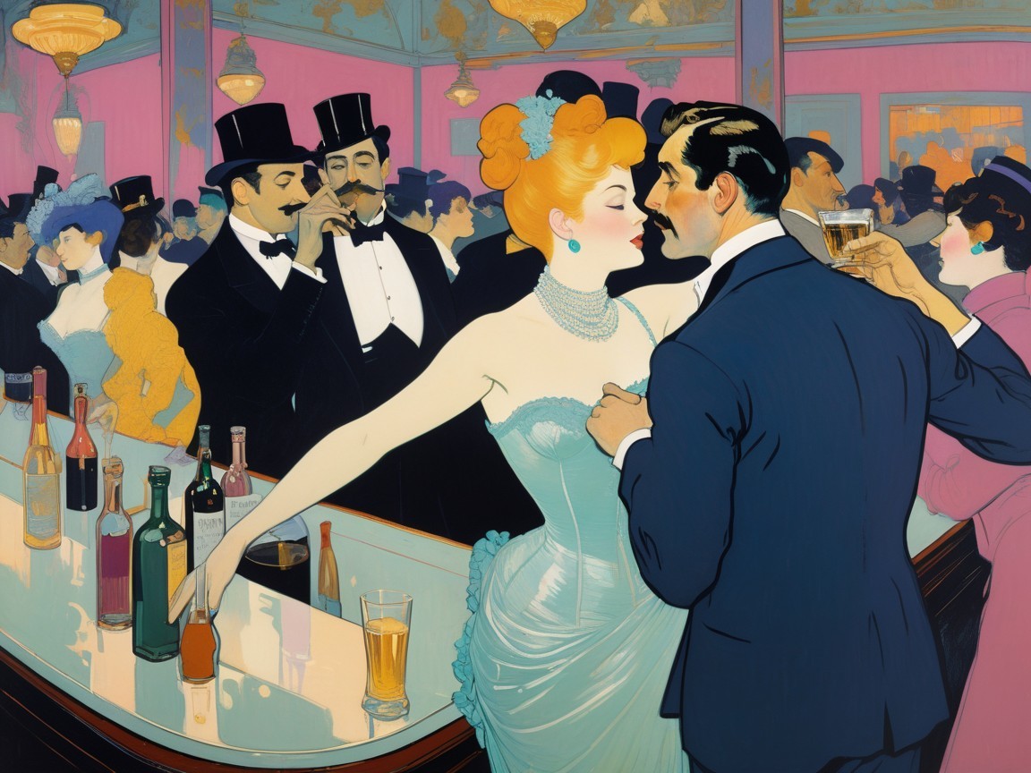 Glamorous Couple in Vintage Lounge Setting