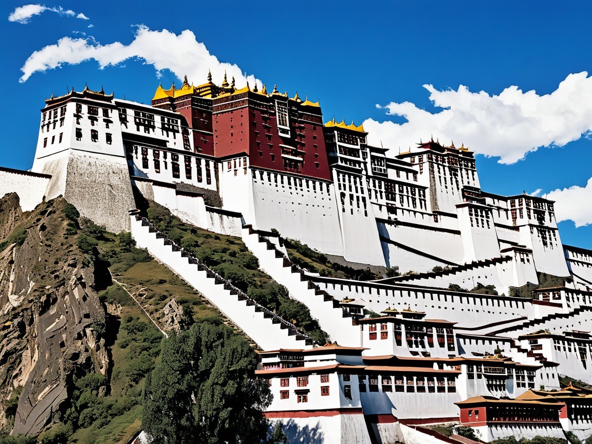 Majestic Palace on a Hill with Tibetan Architecture