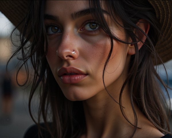 Close-Up Portrait of a Young Woman with Green Eyes