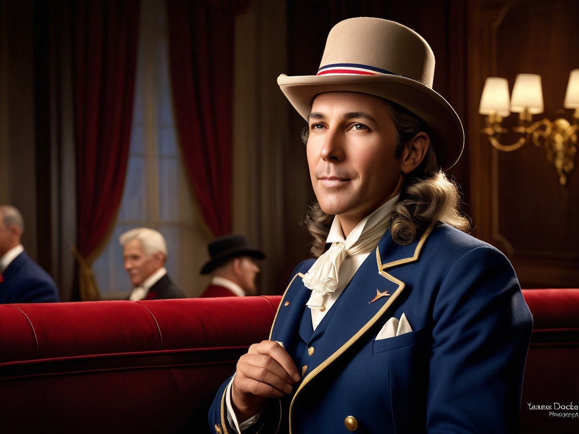 Elegant Man in Blue Coat in Luxurious Interior