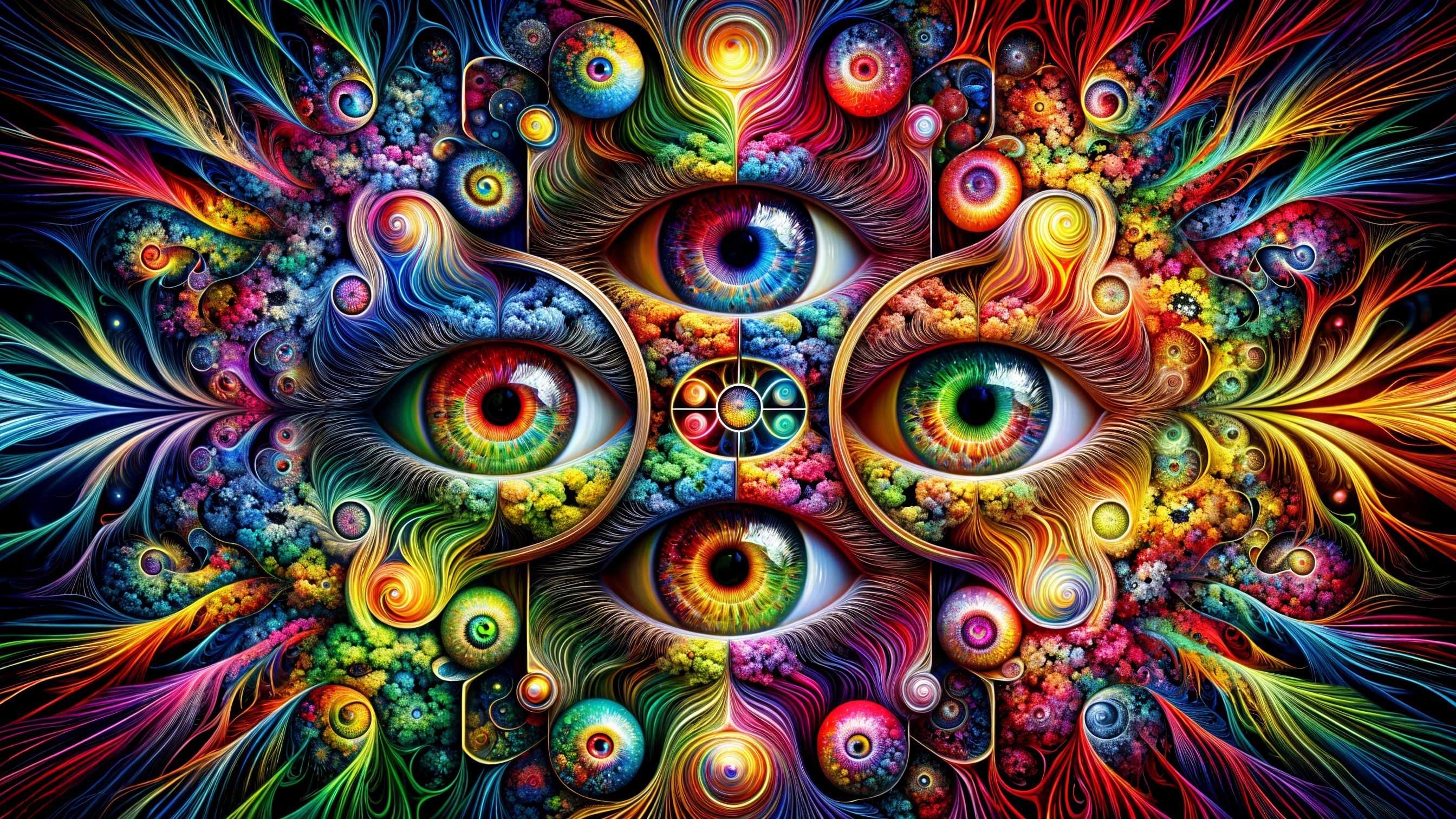 Vibrant Design of Stylized Eyes and Colorful Patterns