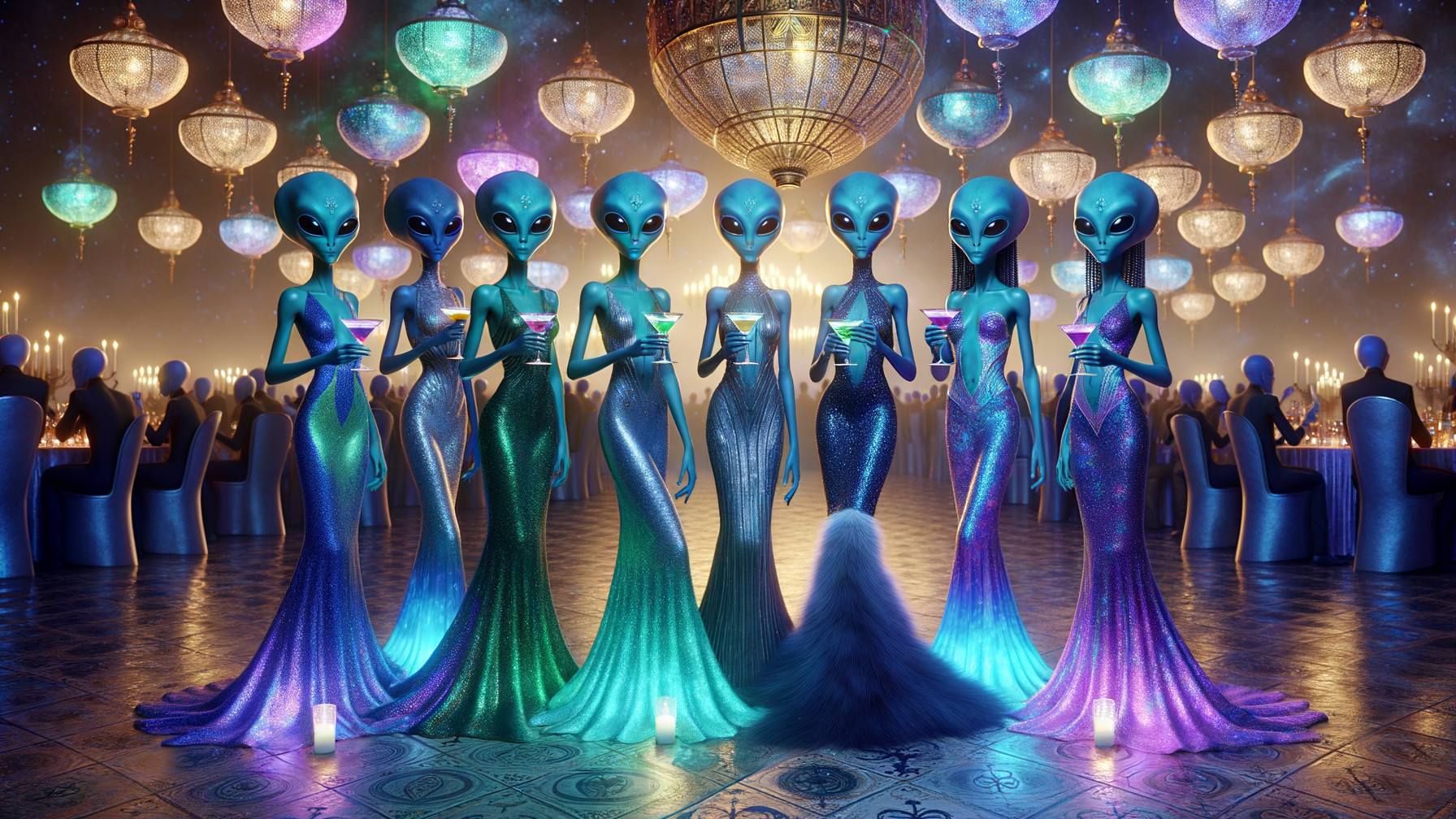 Elegant Party with Beautiful Aliens