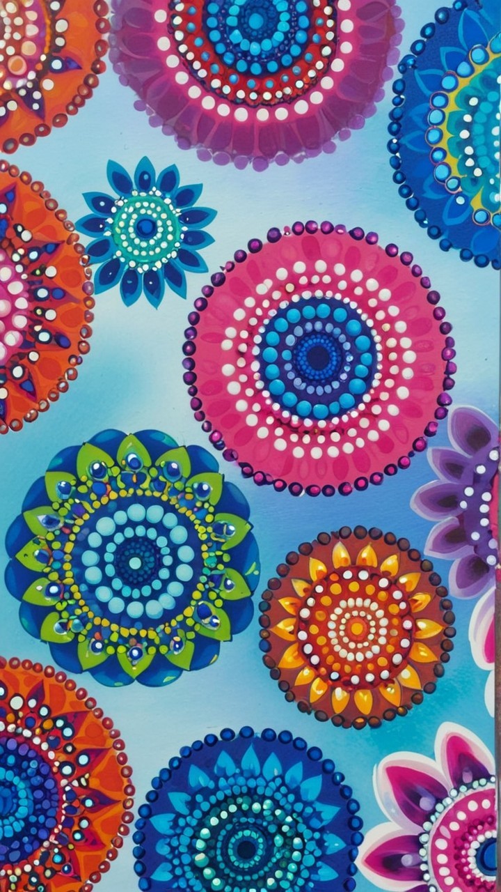 Vibrant Abstract Design with Circular Patterns and Colors