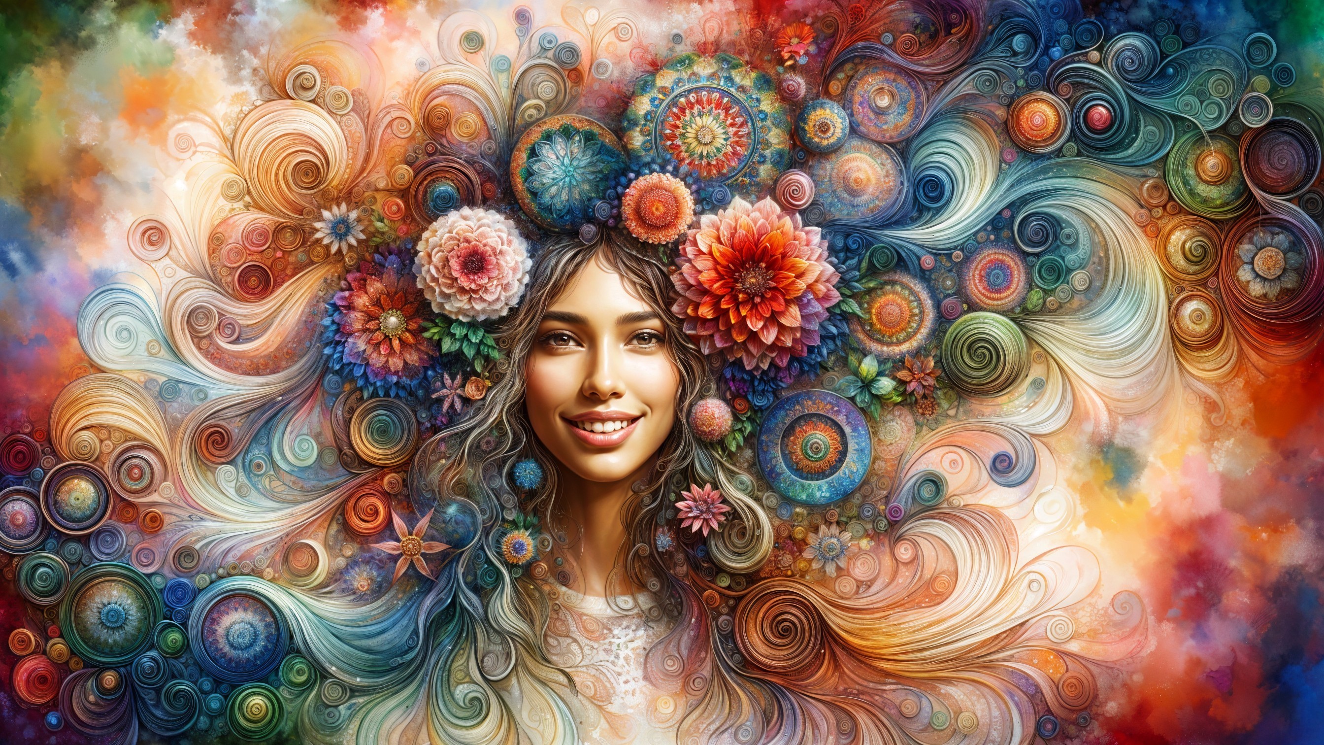 Surreal Portrait of a Woman with Floral Elements