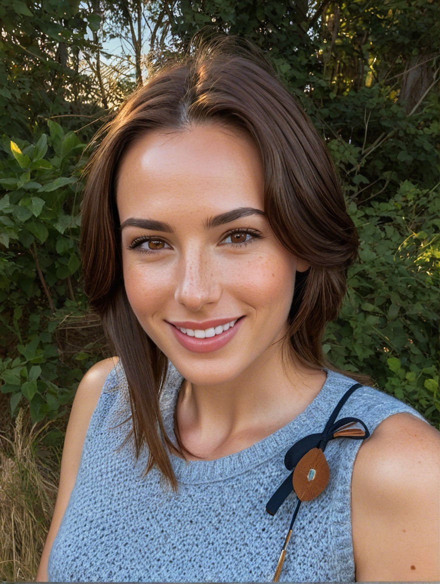 Woman with Brown Hair in Natural Greenery Setting