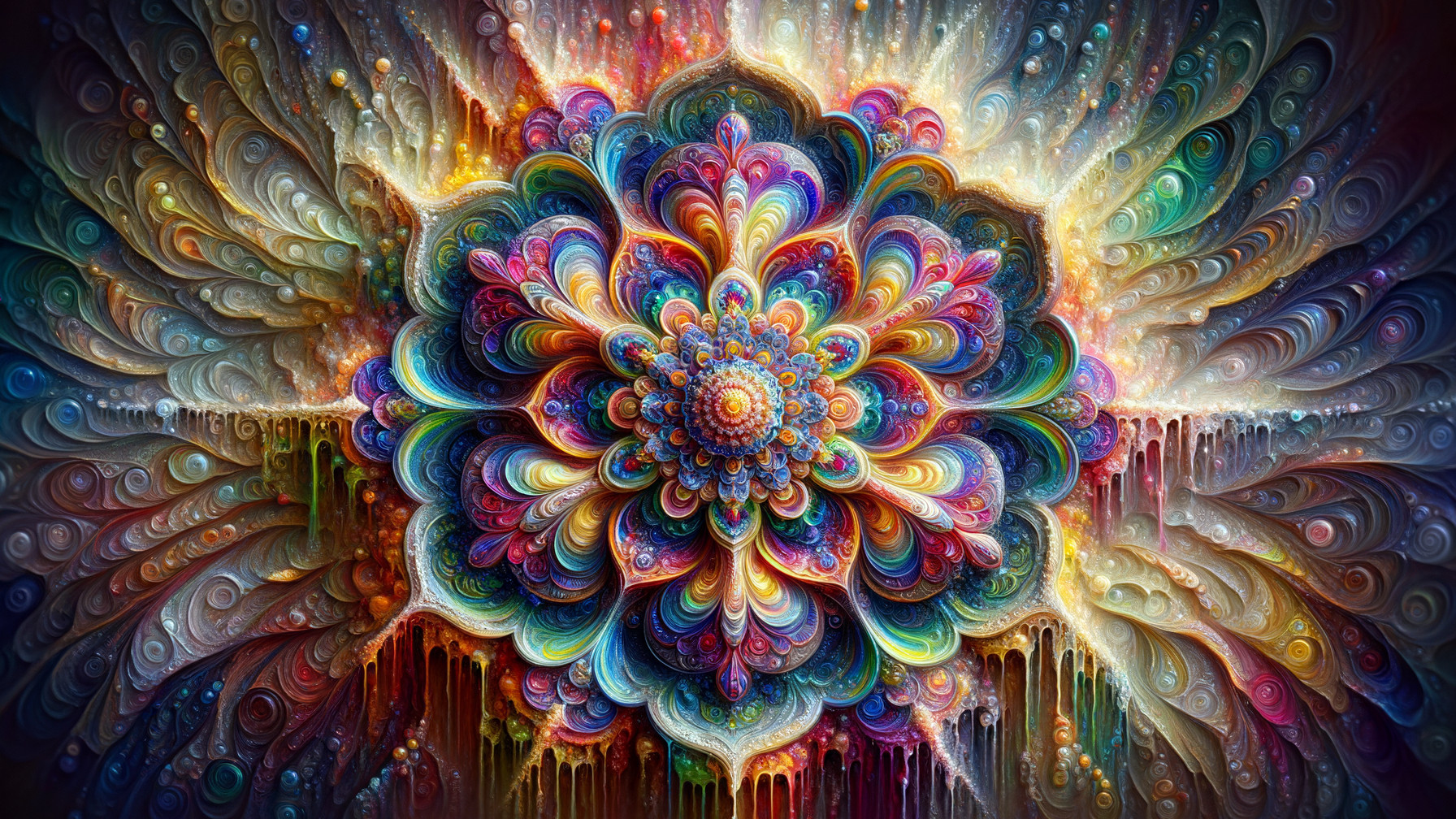 Vibrant Swirling Mandala with Colorful Patterns